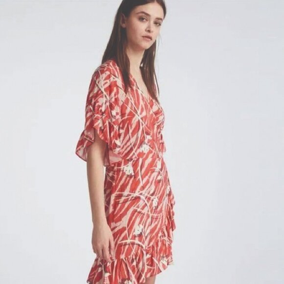 ALLSAINTS PRINTED MARLOW KAZUNO WRAP DRESS - NWOT - Picture 3 of 9